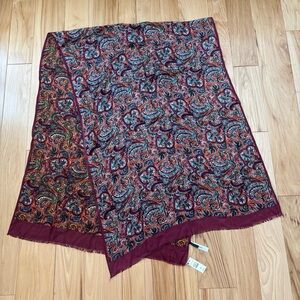 NEW Talbots Paisley Multicolor Large Viscose Scarf